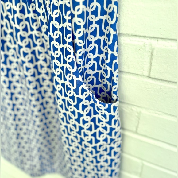 Jude Connally Blue and White “Mini Link” Geometric Mini Dress SZ S - Picture 4 of 7